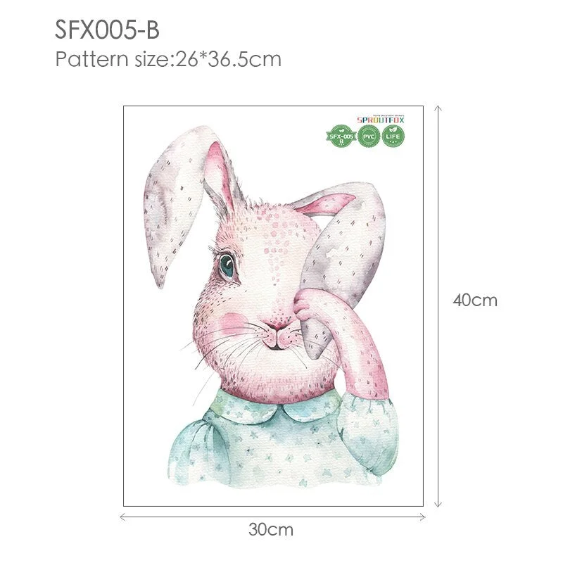 30*40cm Wall Stickers Home Decor Living Room Two Cute Rabbits Removable Home Living Room Decoration Mural Bunny Stickers