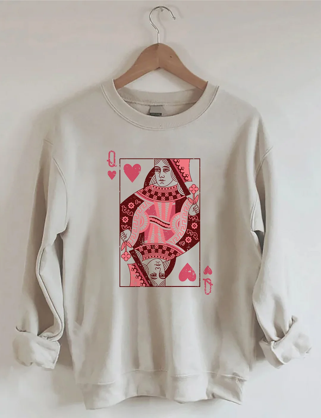 Queen Of Hearts Playing Card Sweatshirt