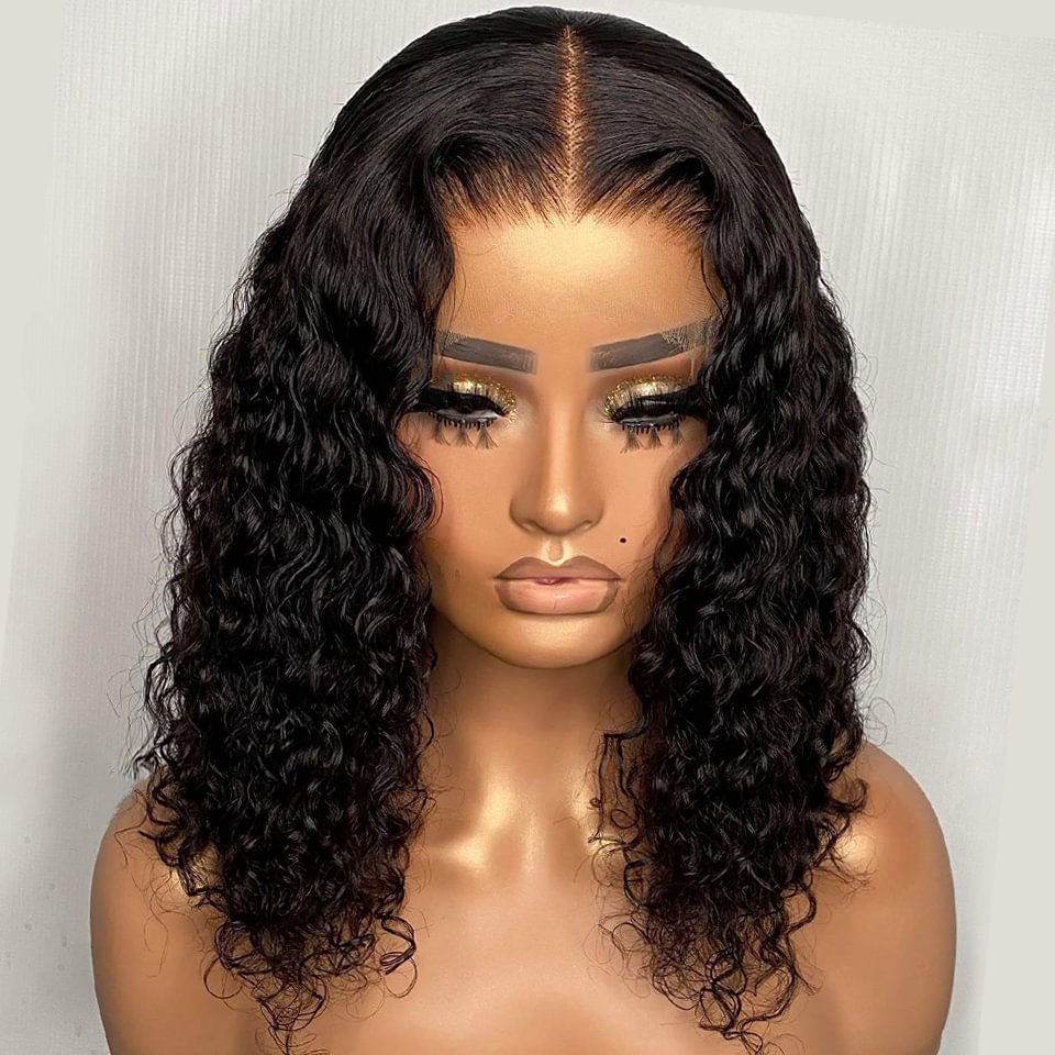 Short Curly Bob Wig Deep Wave 13x1 Lace Human Hair Wigs for Women Remy Pre Plucked Deep Wave 5x1 T Part Lace Wig US Mall Lifes