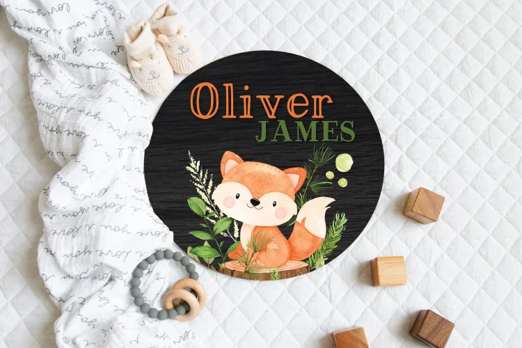 Personalized Fox Baby Birth Stat Name Sign|S31