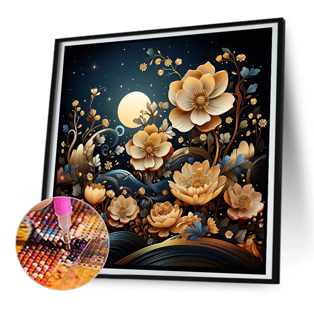Full Round Diamond Painting 30*30cm - Fantasy Flowers