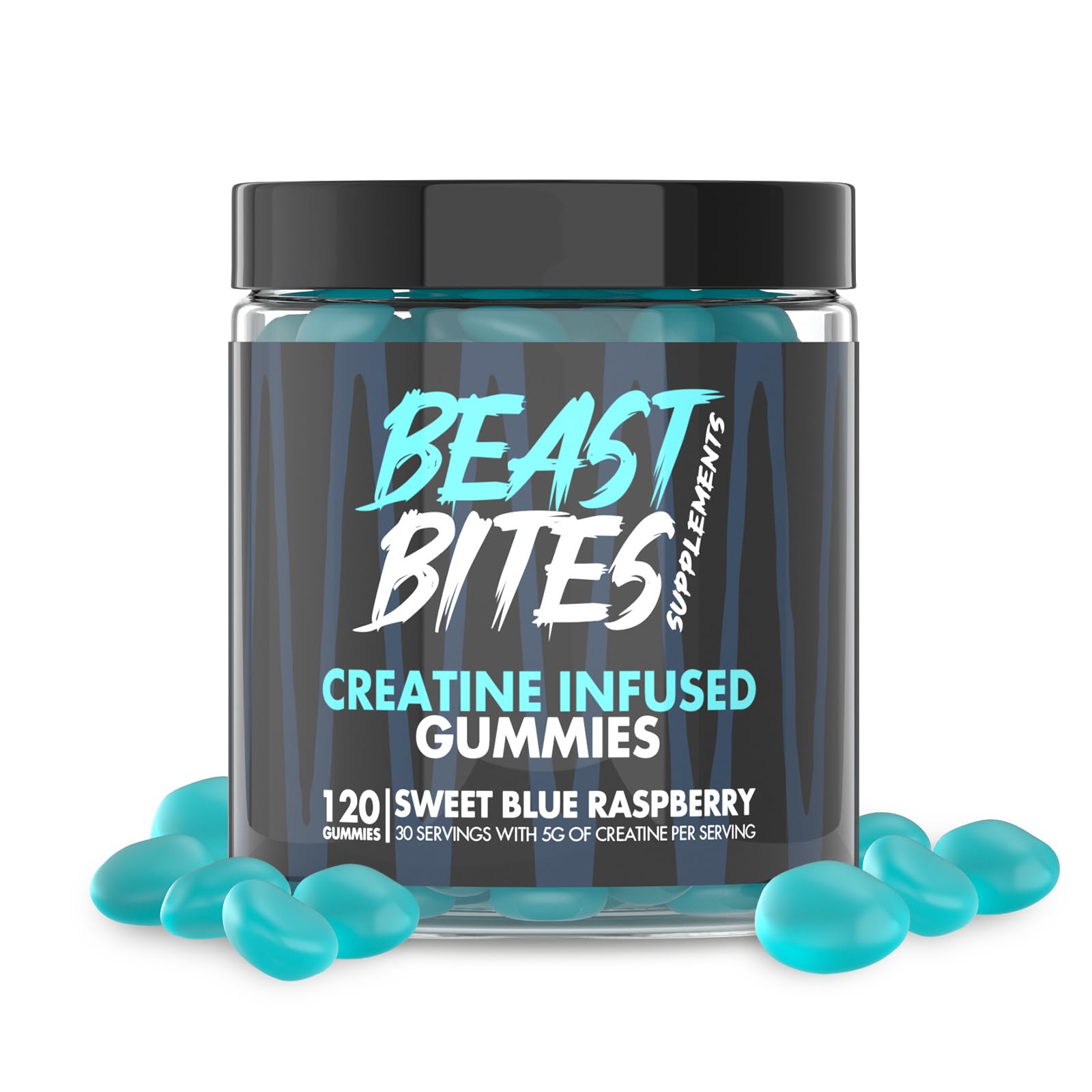 🎁[Free Shipping] Creatine Bites - 5g Creatine Monohydrate Per Serving - No Sugar or Artificial Colors - Low-Calorie, Vegan & Halal - Made in The USA - Blue Raspberry Flavor - 150 Gummies