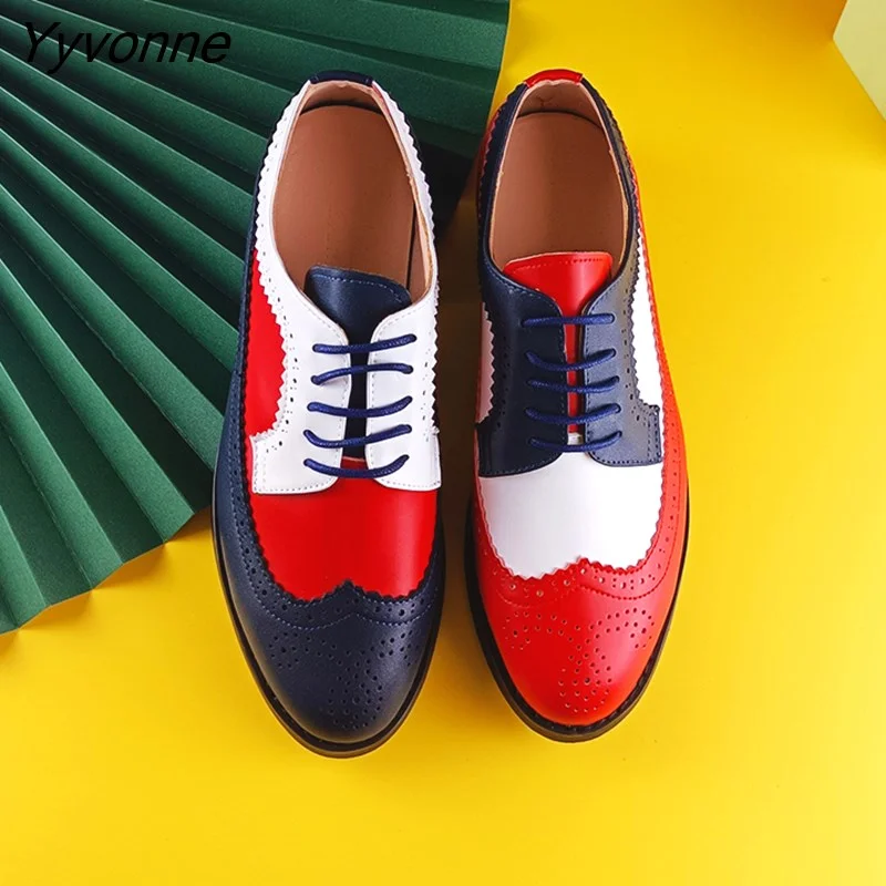 Yyvonne Women's Leather Summer Platform Sneakers Flat Casual Oxford Shoes Loafers Moccasins Spring Vintage for Woman 2023 Trend New