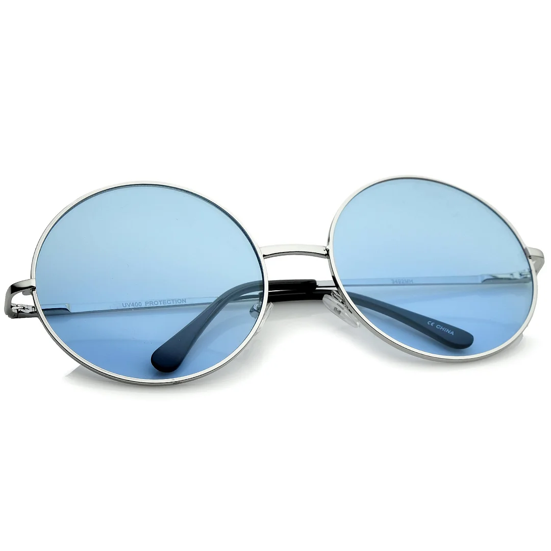 Super Oversize Slim Temple Colorful Lens Round glasses 61mm