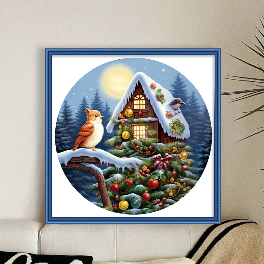 DIY Stamped Cross Stitch 11CT Full Embroidery 40*40cm - Christmas Cottage