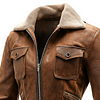 Women's Vintage Brown Leather Suede Jacket With Fleece Lining by Inlyline