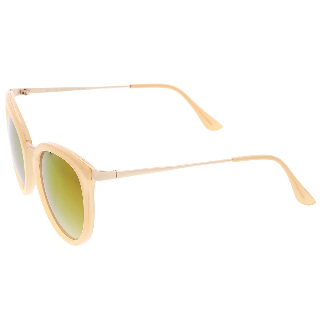 Modern Slim Metal Temple Colored Mirror Lens Cat Eye glasses 54mm