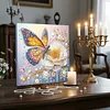 Framed Diamond Painting - Special Shaped - Butterfly and White Flower (25x25cm)