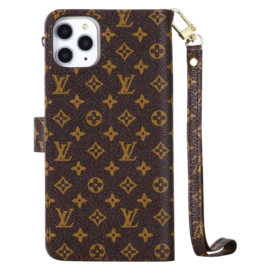 Monogram LV canvas leather wallet iPhone Samsung mobile phone case