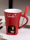 Candle Cup Cheese Chocolate Melting Ceramic Mug Chocolate Fondue Mug with Fork