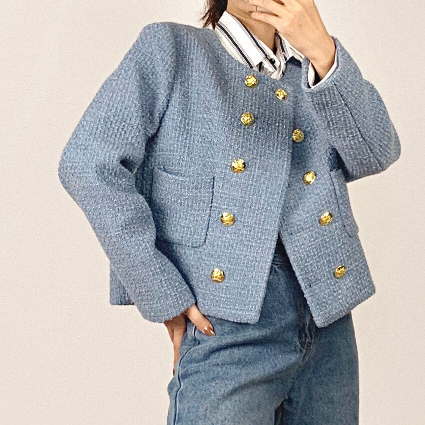 Bluelea ブルレアDouble Button Tweed Jacket | mezcla.in