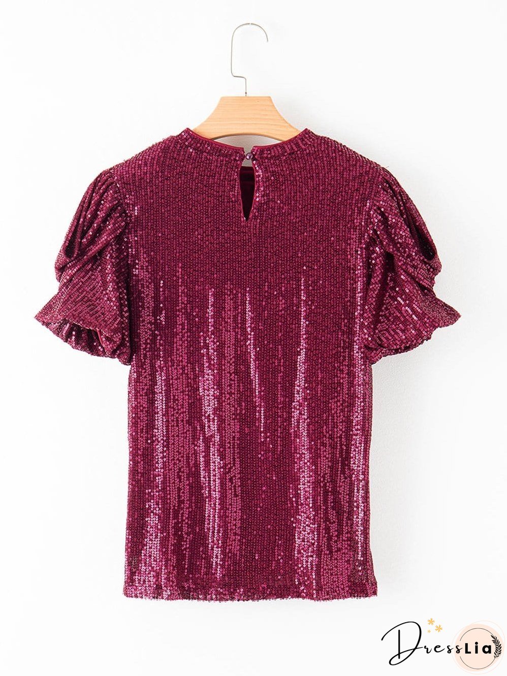 Chic Burgundy Sequin Blouse
