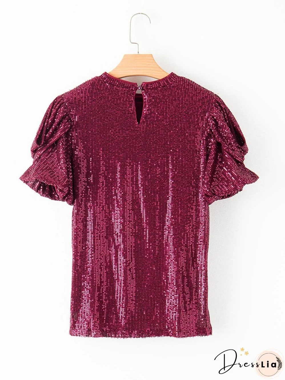 Chic Burgundy Sequin Blouse