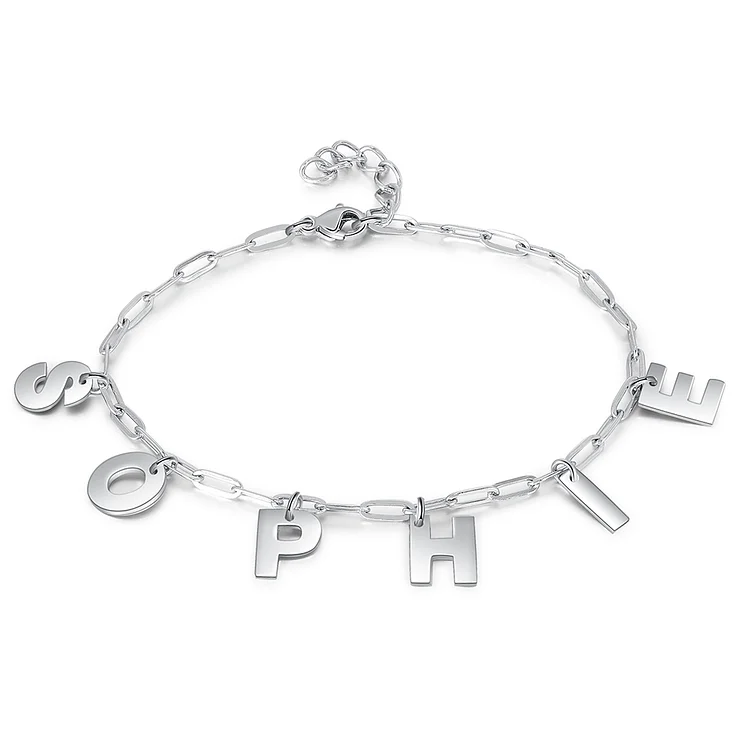 Initial Name Bracelet Link Chain Custom Bracelet for Women