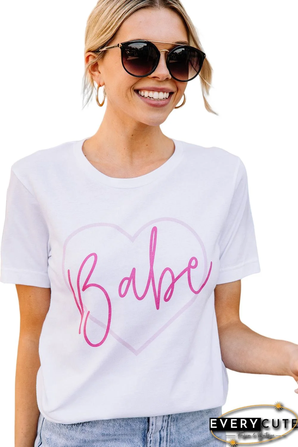 White Babe in My Heart Valentines Graphic Tee