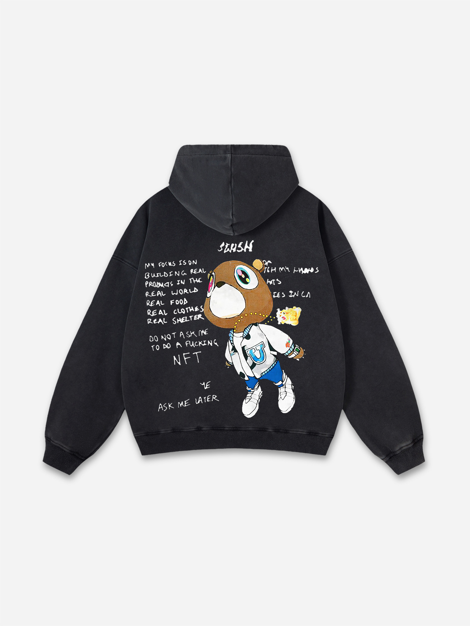 Sopula Vintage Ye Graduation Graphic Acid Washed Oversized Hoodie - SOPULA