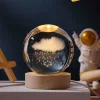 3D Galaxy Crystal Ball Children Night Light with Color LED Light Base Decoration Creative Gift Christmas Birthday Classmate Luminous Crystal Ball