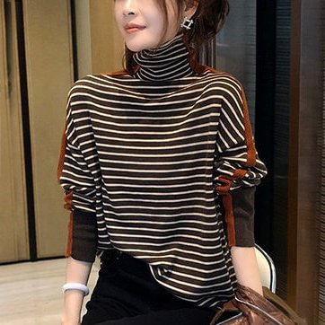 Coffee Casual Stripes Shirts & Tops