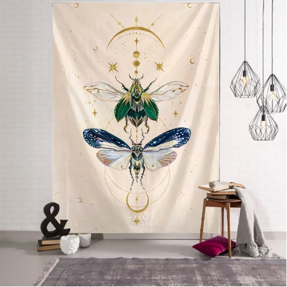 Simple Tarot Flower Butterfly Pattern Tapestry Blanket Psychedelic Witchcraft Wall Hanging Bohemia Gypsy Home Bedroom Decorating