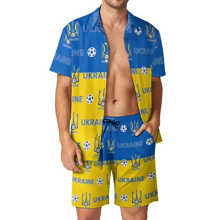 Ukraine Lässiges Strandbekleidungsset Kurzärmeliges Hemd Plus Strandhose