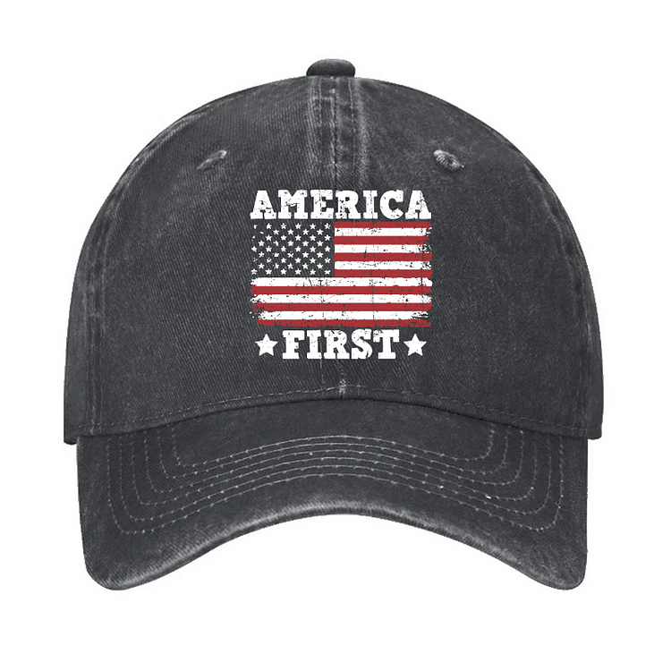 America First With USA Flag Print Hat