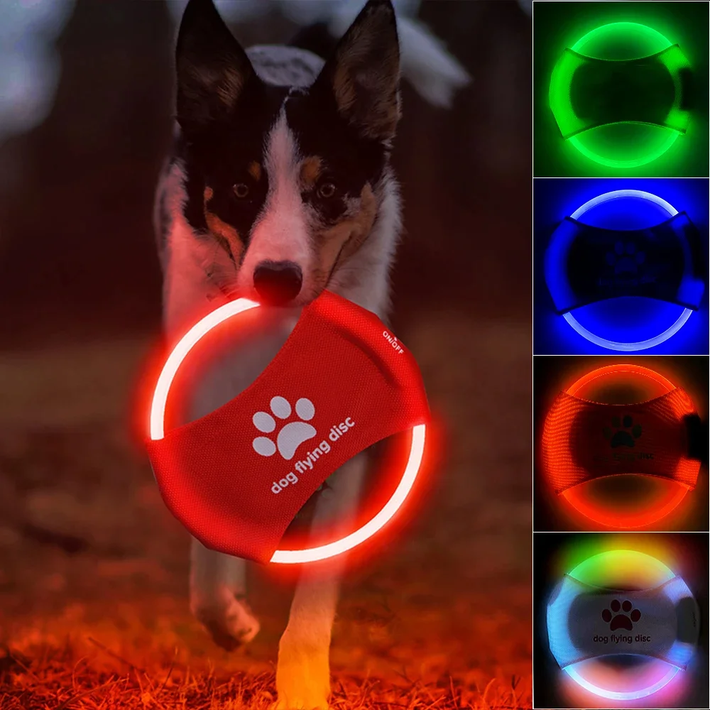 LED Luminous Pet Trainning Interactive Toys Game Flying Discs