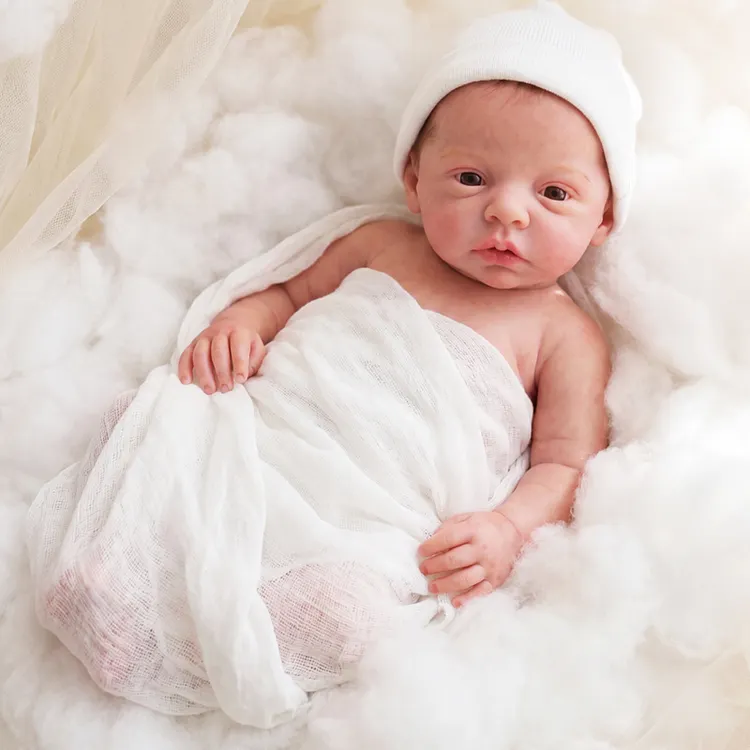 [Pre-Order] Full Body Silicone Reborn Baby Doll  12"/16"  Lifelike Boy &ndash; White Romper &ndash; Quen