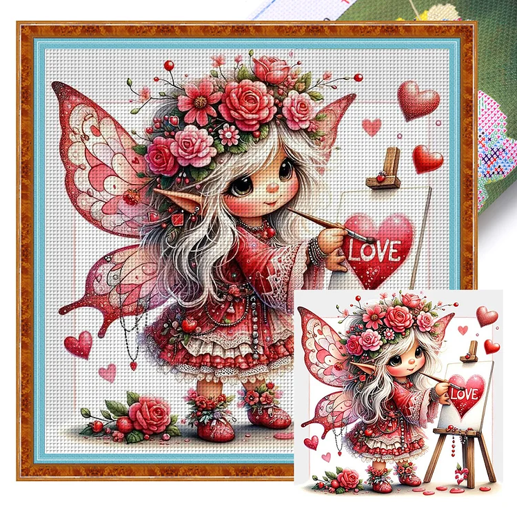 【Yishu Brand】Love Fairy 11CT Stamped Cross Stitch 45*45CM