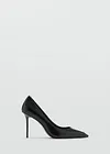 Women's 9cm Heel Elegant Black Leather Pointed Toe Stiletto Heel Shoe