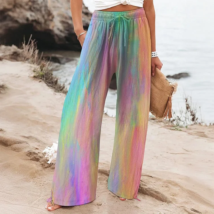 Women's Rainbow Tie Dye Printed Casual Pants