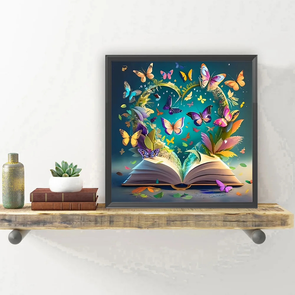 Diamond Painting - Full Round Drill - Butterfly Book(Canvas|30*30cm)