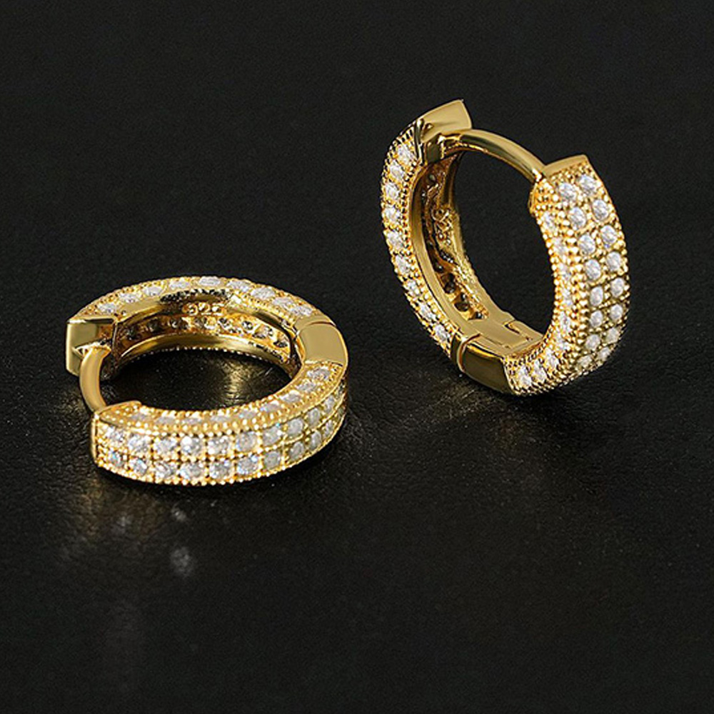 Moissanite 925 Sterling Silver Two-Row Hoop Earrings