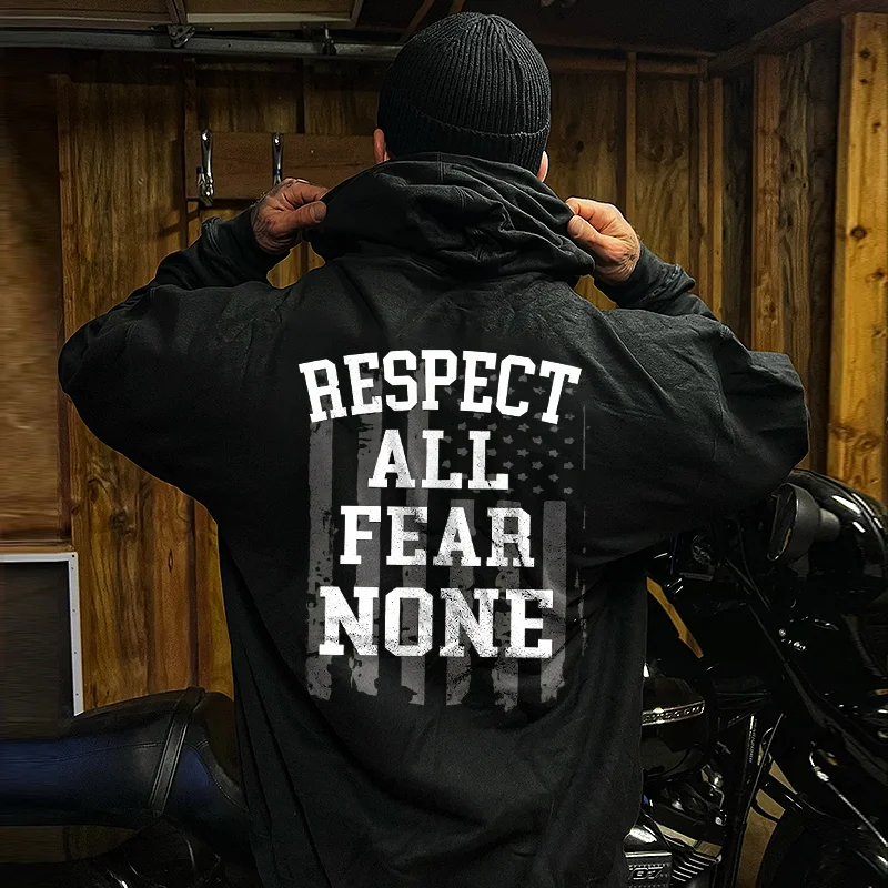 Livereid Respect All Fear None Printed Men's Hoodie - Livereid