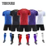 Custom Football Jersey Soccer Shirts OEM Soccer Uniform Set Name Team Tracksuits Wear Short Sleeve Polyester Soccer Jersey