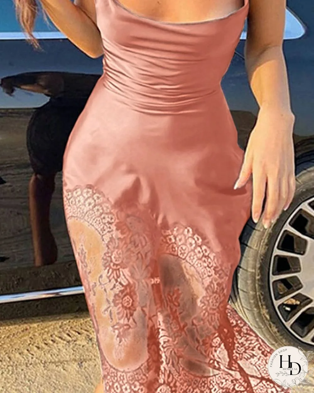 Spaghetti Strap Floral Pattern Lace Sleepshirt