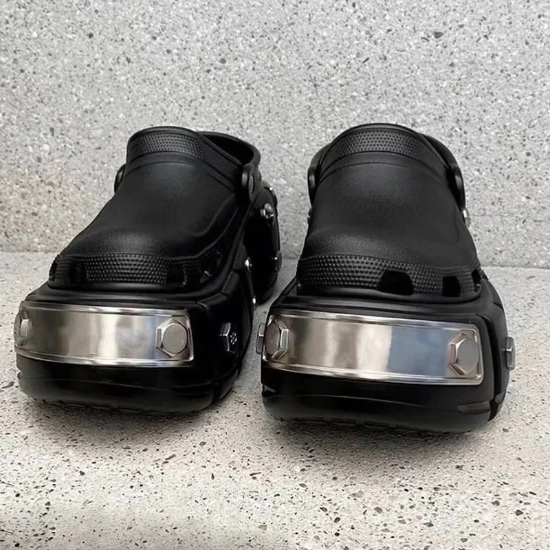 Yyvonne NEW punk metal rivets Sandals Women Slippers Platform Sandals Outdoor Clogs Thick Street Beach Slippers Flip Flops Garden Shoes