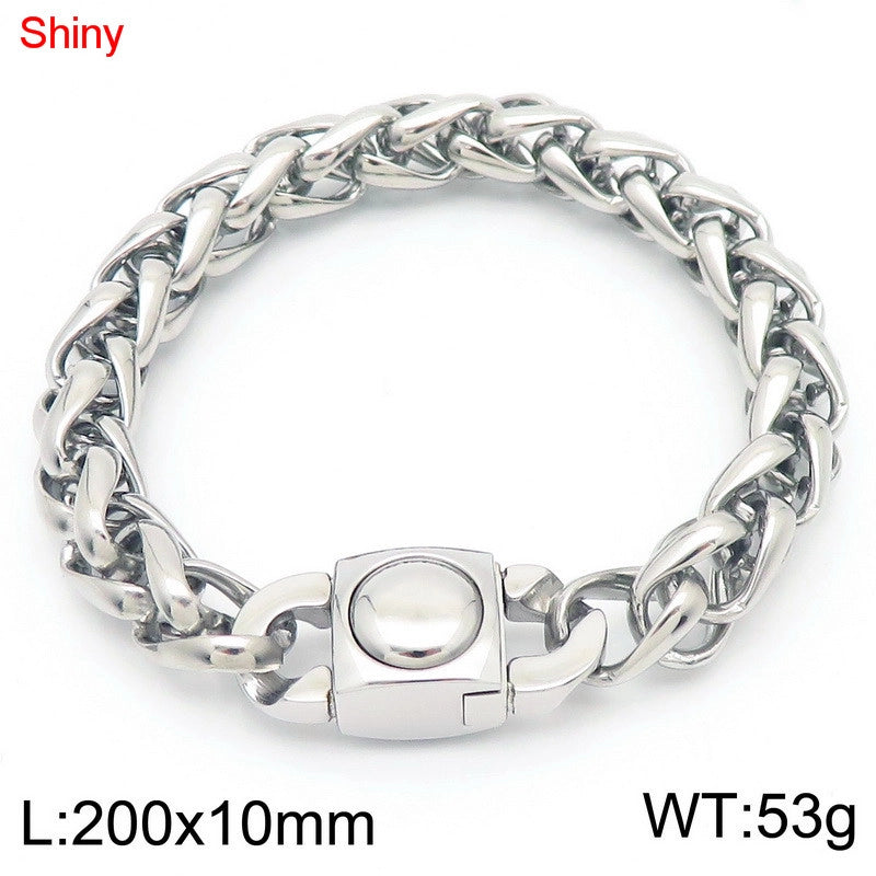 Fashion Stainless Steel 10mm Basket Chain Woven Chain Casting Buckle Necklace