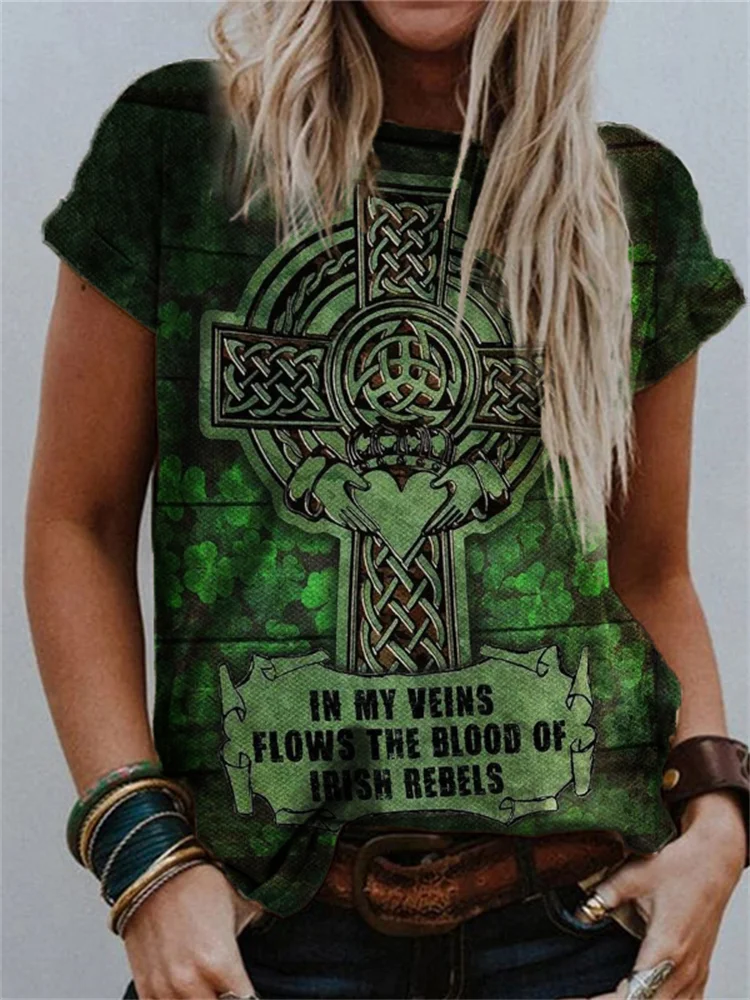 Simpfit In meinen Adern fließt das Blut der irischen Rebellen Kreuz T Shirt