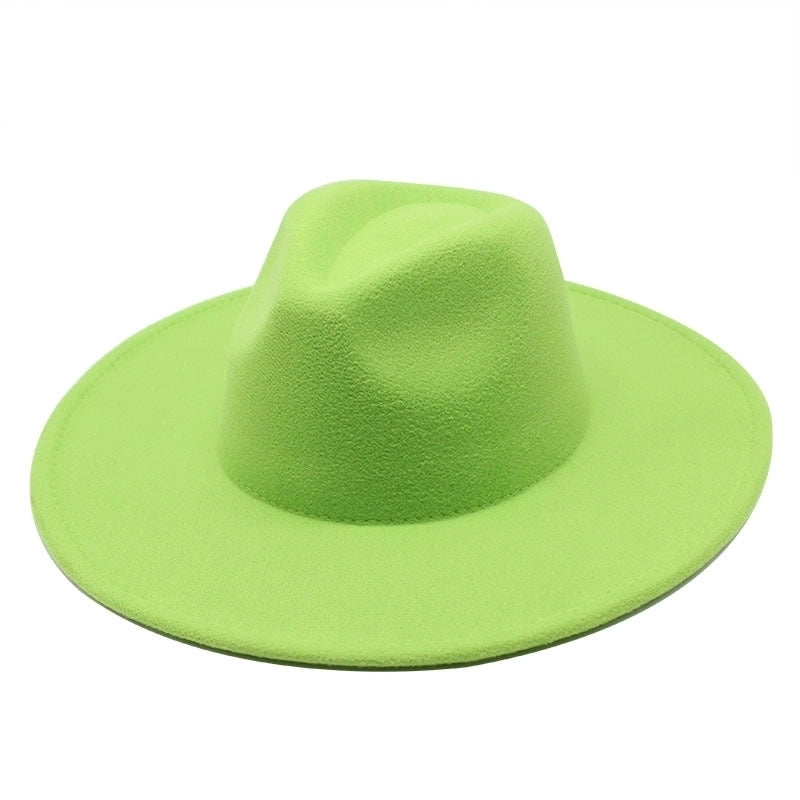 Unisex Elegant Solid Color Big Eaves Flat Eaves Fedora Hat