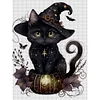 >SALE<Full Embroidery Cotton Thread 11CT Printed Magic Black Cat Cross Stitch 50x65cm