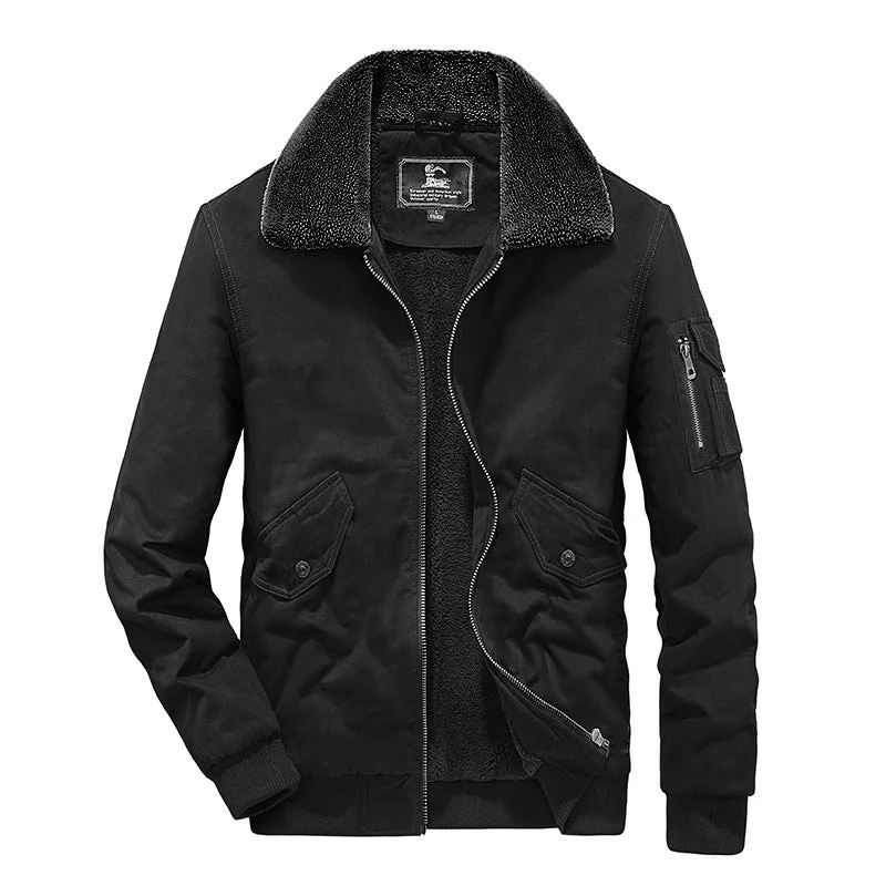 Men's Bomber Jacket Plus Fleece Warm Jacket