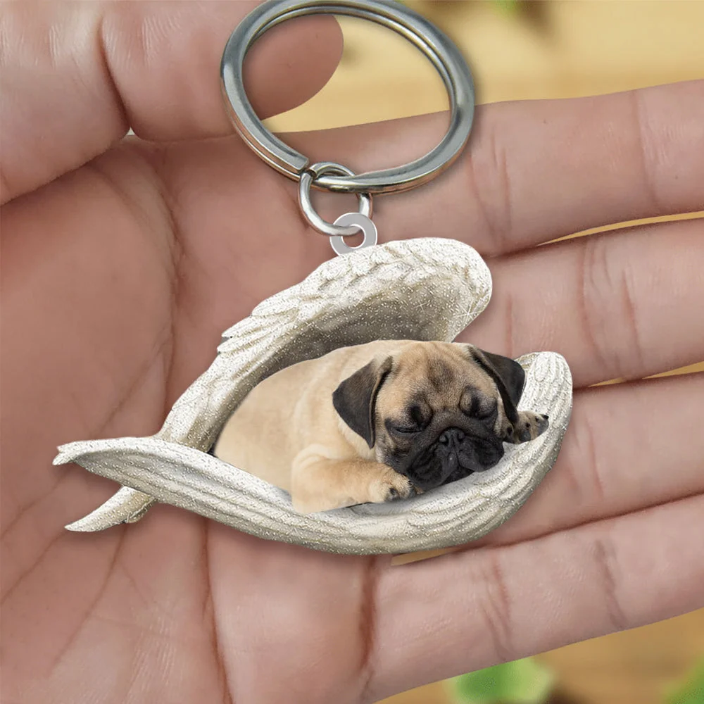 Pug Sleeping Angel Acrylic Keychain