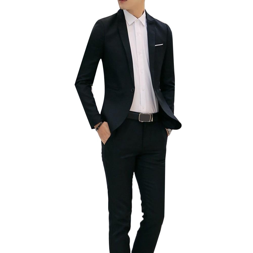 Set Suit Men Long Sleeve Button Lapel Suit Suit Business Casual Pocket Men Suit Two-piece Set Suitable for office wedding gifts