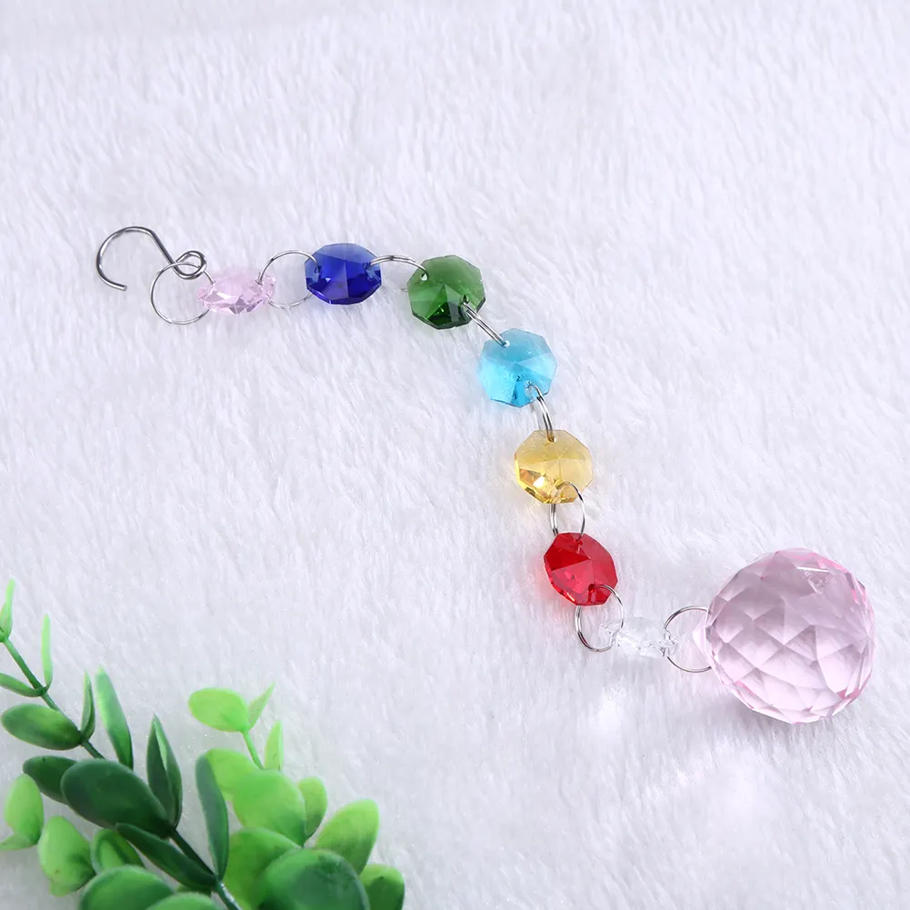 Hanging Crystal Ball Rainbow Prism Light Catcher Wind Chimes Decor (Blue)