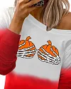 Halloween Pumpkin Skull Print Ombre Sweatshirt Casual Dress