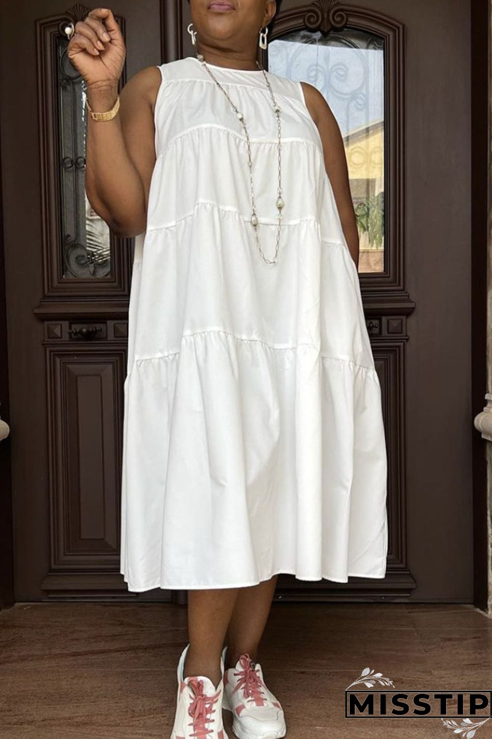 Black Casual Solid Patchwork O Neck A Line Dresses