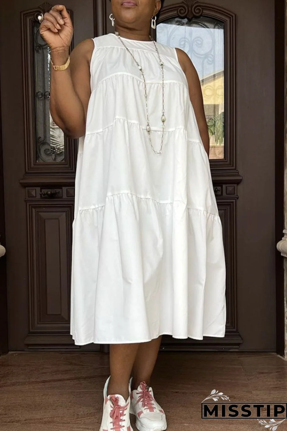 Black Casual Solid Patchwork O Neck A Line Dresses