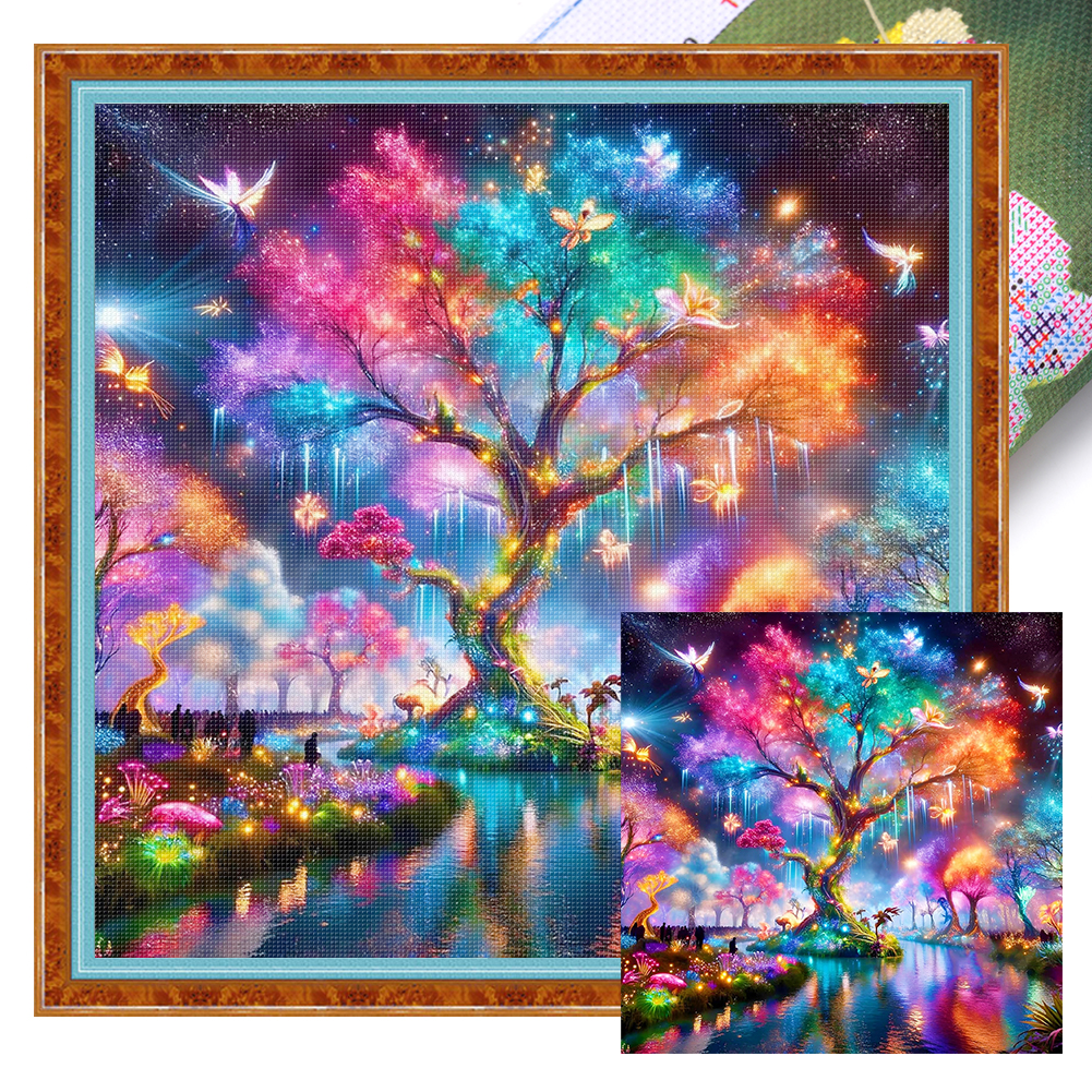 Colorful Tree Of Life Full 11CT Pre-stamped Canvas(50*50cm) Cross Stitch