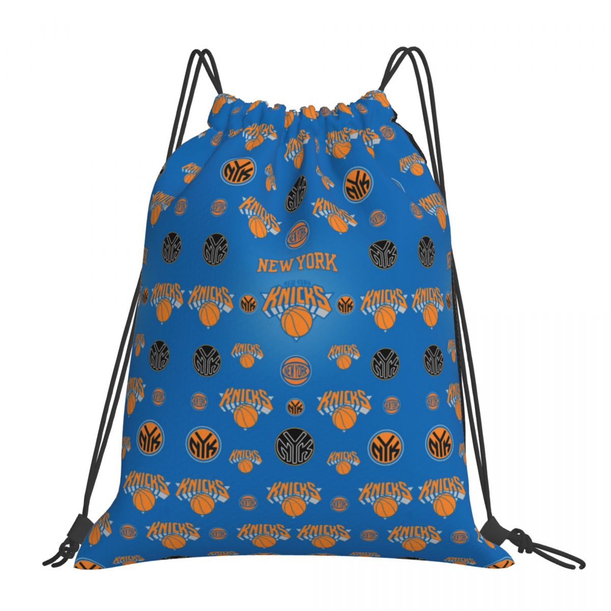 New York Knicks Logo Pattern Waterproof Adjustable Lightweight Gym Drawstring Bag