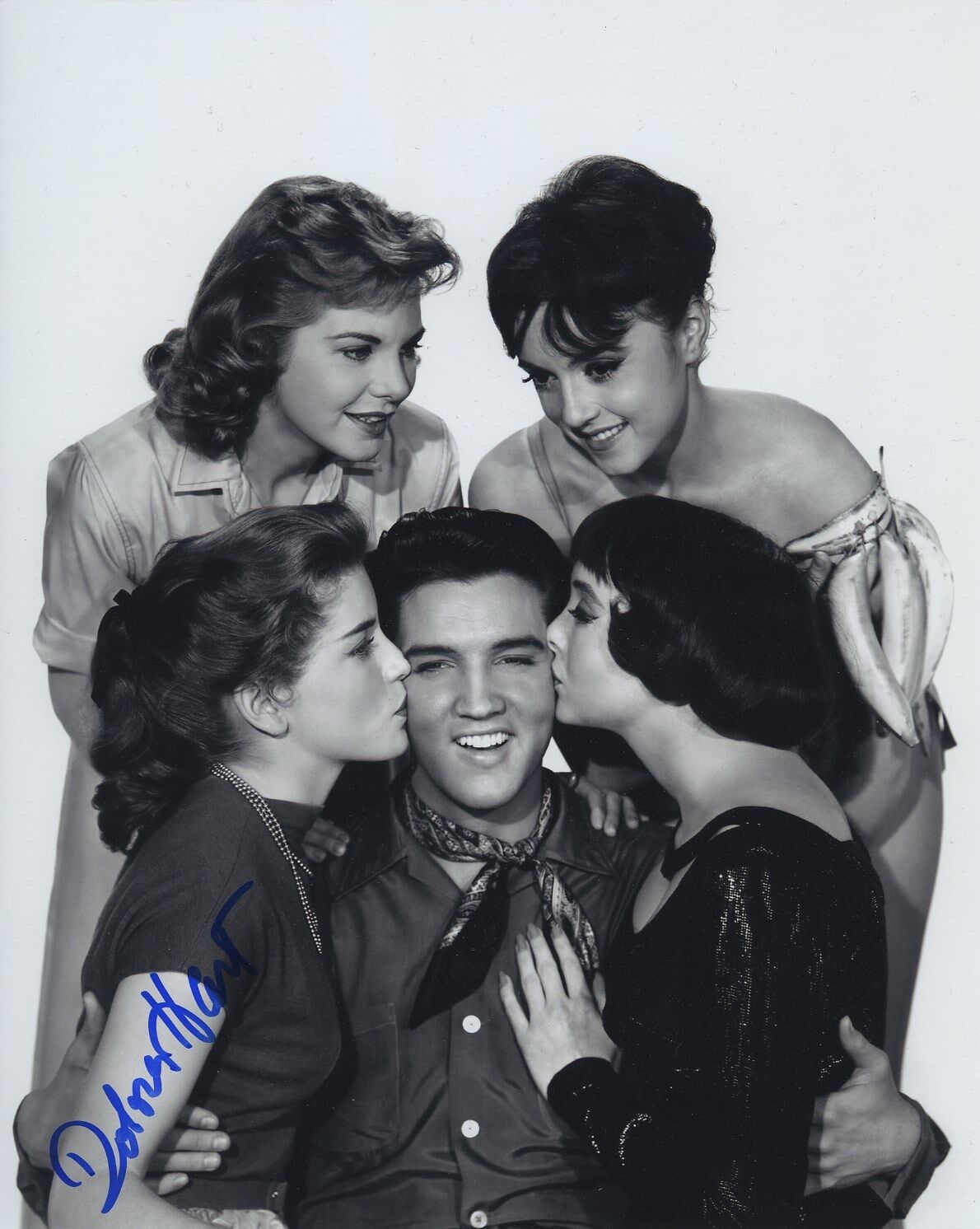 DOLORES HART SIGNED AUTOGRAPHED BW Photo Poster painting WITH ELVIS PRESLEY NICE!!